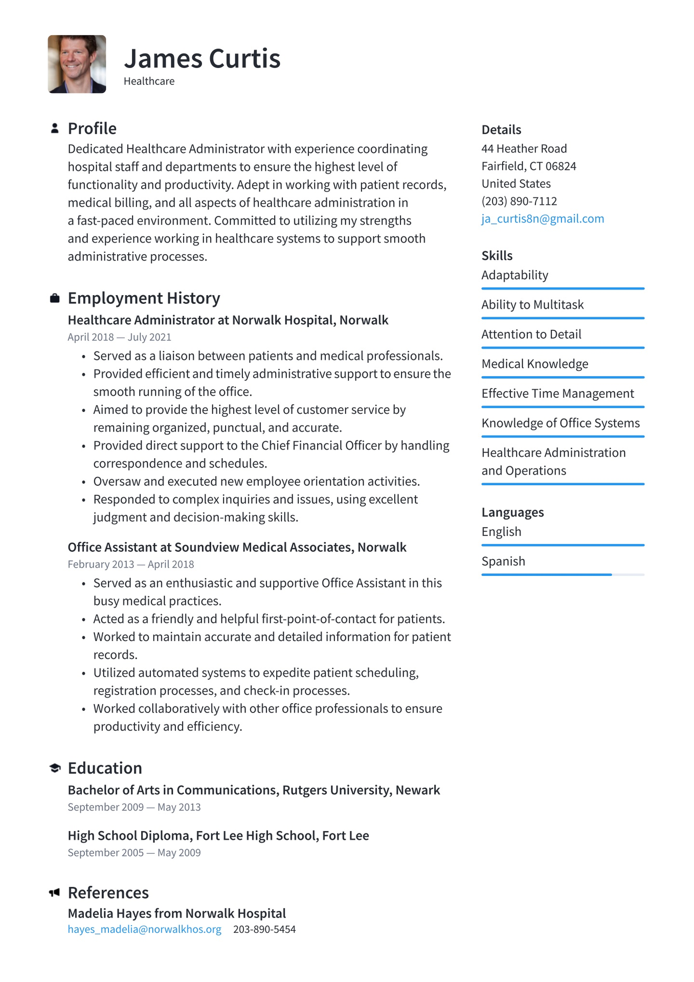 Healthcare professional reviewing resume document in clinical setting
